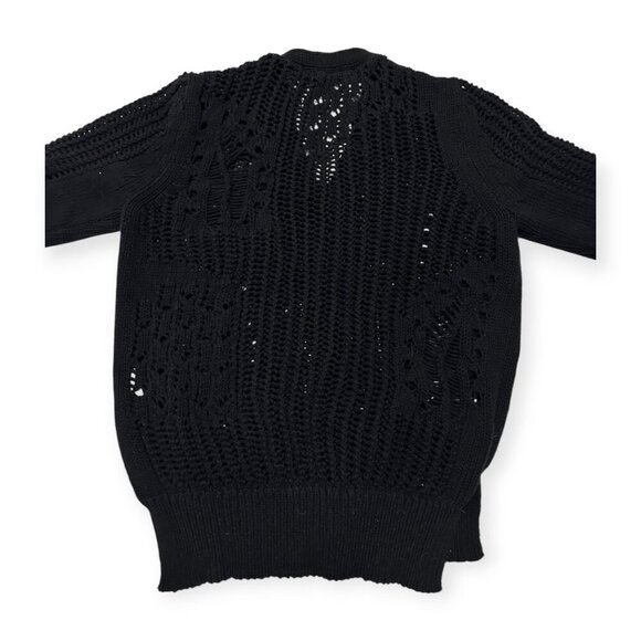 Olivaceous Cotton Cardigan with Open weave, Black, Size L - Picture 7 of 16